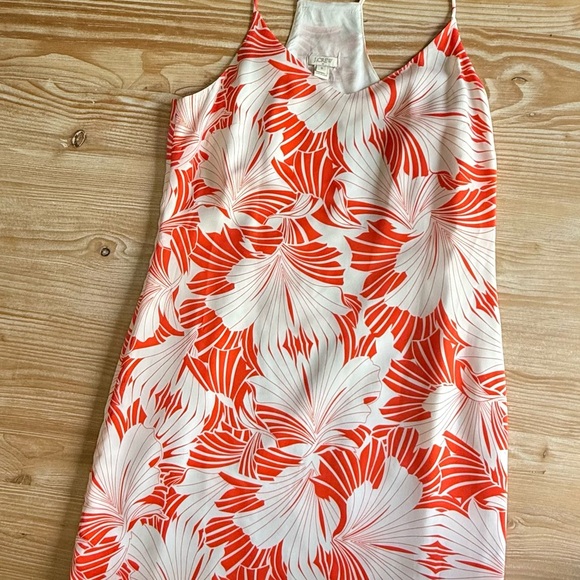 Orange and White Floral Tropical Resort Wear Dress J Crew - Picture 2 of 7